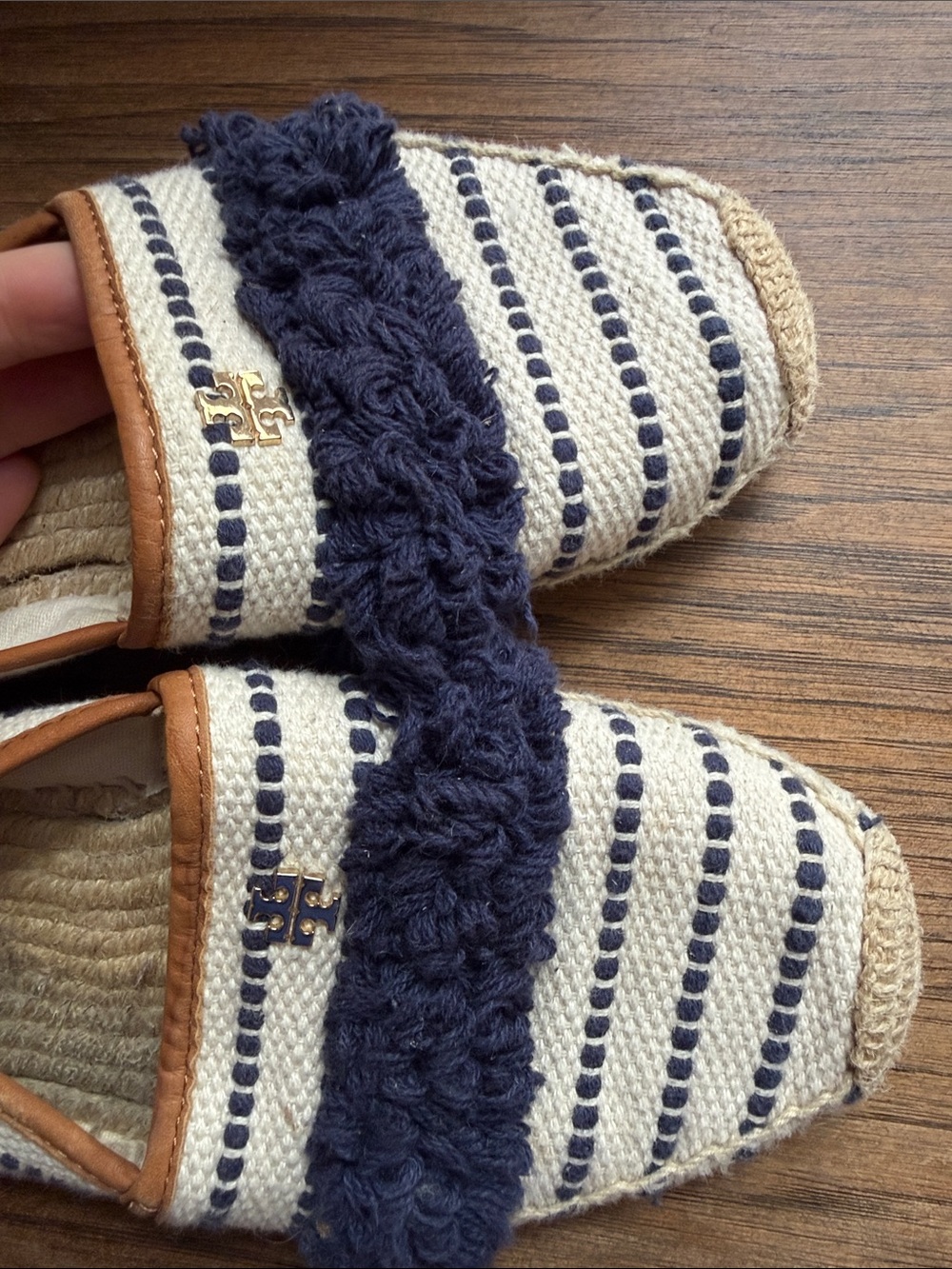 Tory Burch Navy & Cream Striped Espadrille Flats - Picture 6 of 7